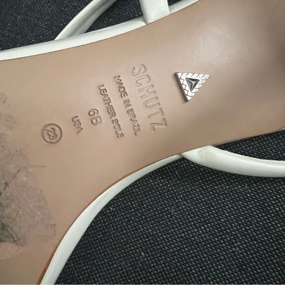 SCHUTZ Heloise Kitten Heels Neutral Strappy Sandals in Pearl